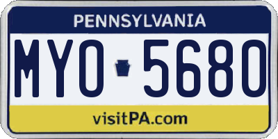 PA license plate MYO5680