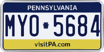 PA license plate MYO5684