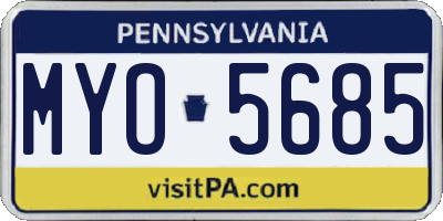 PA license plate MYO5685