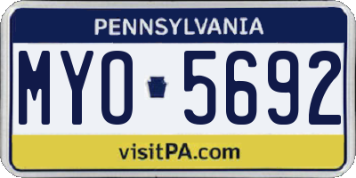 PA license plate MYO5692