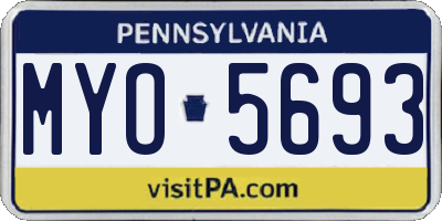 PA license plate MYO5693
