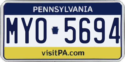PA license plate MYO5694
