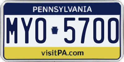 PA license plate MYO5700
