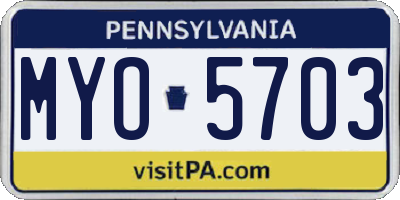 PA license plate MYO5703