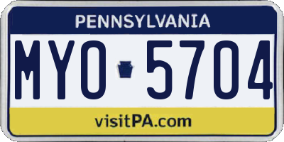 PA license plate MYO5704