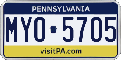 PA license plate MYO5705
