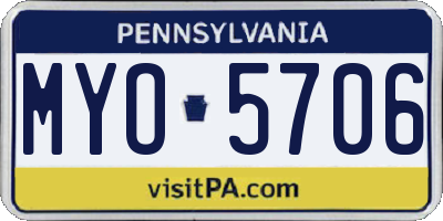 PA license plate MYO5706