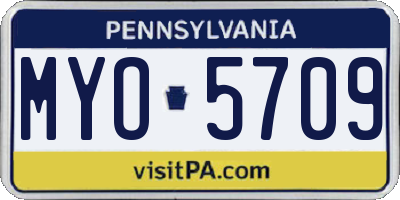 PA license plate MYO5709