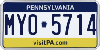 PA license plate MYO5714