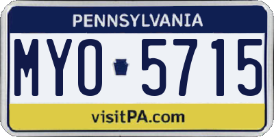 PA license plate MYO5715