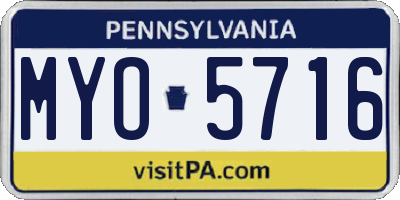 PA license plate MYO5716
