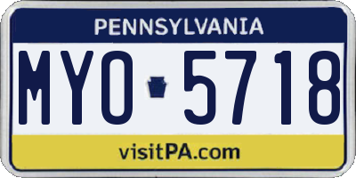 PA license plate MYO5718
