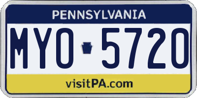 PA license plate MYO5720