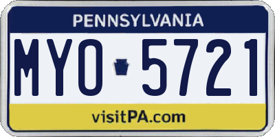 PA license plate MYO5721