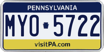 PA license plate MYO5722