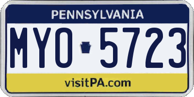 PA license plate MYO5723