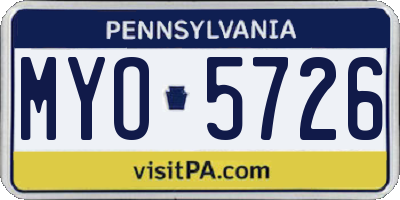 PA license plate MYO5726