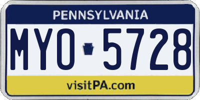 PA license plate MYO5728