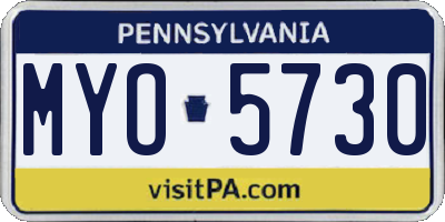 PA license plate MYO5730