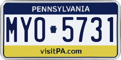 PA license plate MYO5731