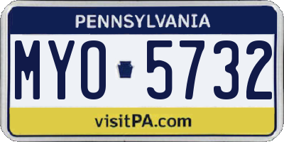 PA license plate MYO5732