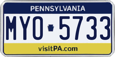 PA license plate MYO5733