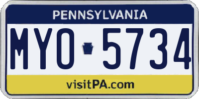 PA license plate MYO5734
