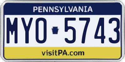 PA license plate MYO5743