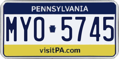 PA license plate MYO5745