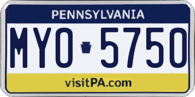 PA license plate MYO5750