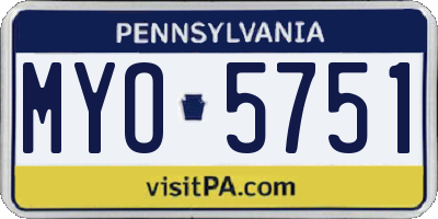 PA license plate MYO5751