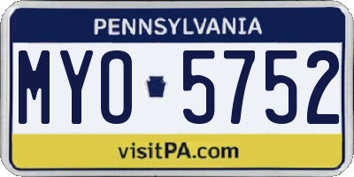 PA license plate MYO5752