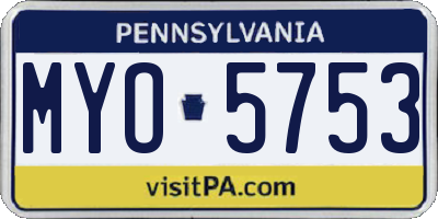 PA license plate MYO5753