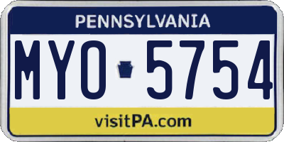PA license plate MYO5754