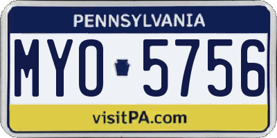 PA license plate MYO5756