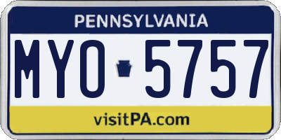 PA license plate MYO5757