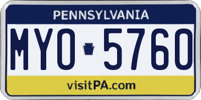 PA license plate MYO5760