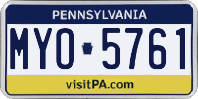 PA license plate MYO5761