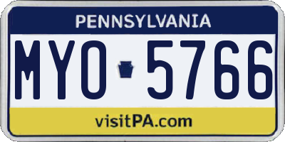 PA license plate MYO5766