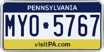PA license plate MYO5767