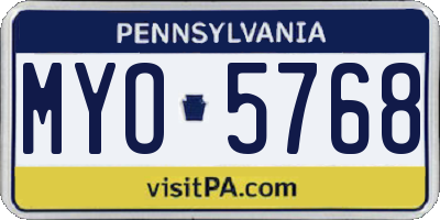 PA license plate MYO5768