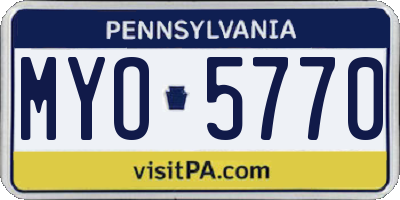 PA license plate MYO5770