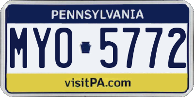 PA license plate MYO5772