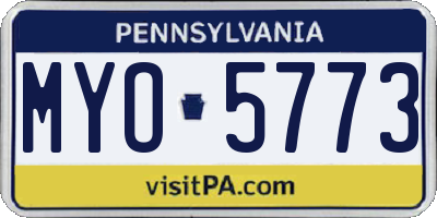 PA license plate MYO5773