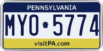 PA license plate MYO5774