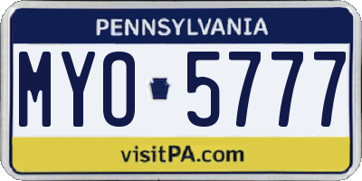 PA license plate MYO5777