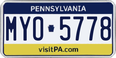 PA license plate MYO5778