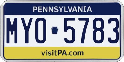 PA license plate MYO5783