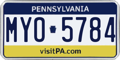 PA license plate MYO5784