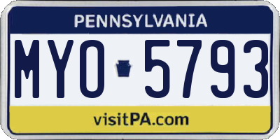PA license plate MYO5793